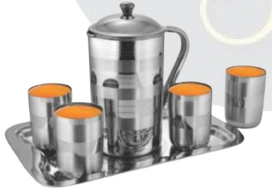 Stainless Steel Full Jug Set for Water Serving and Gift Use, Durable Drinkware Combo for Home, Office Pantry, Festive Hampers and Corporate Gifting